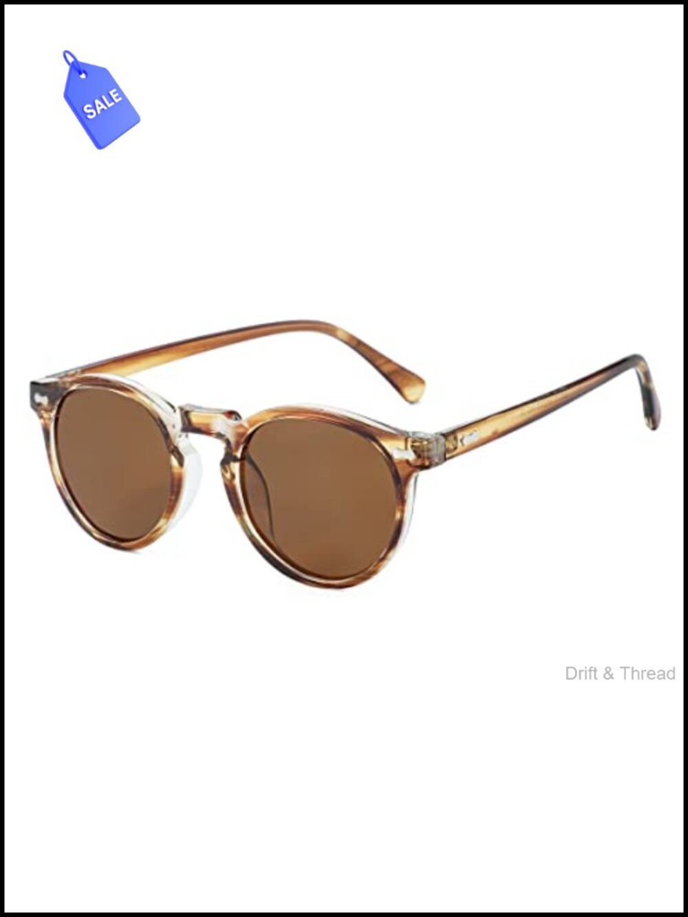 Polarized Round Acetate Sunglasses UV400 Full Frame Retro Unisex